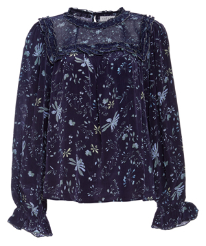 Velvet by Graham & Spencer Ruffle Printed Long Sleeve Top