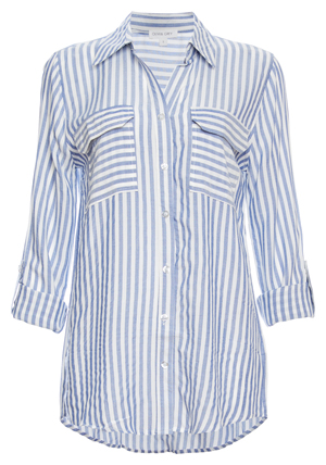 Striped Two-Pocket Button Up Shirt