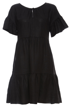 Velvet by Graham & Spencer Paneled Ruffle Linen Dress