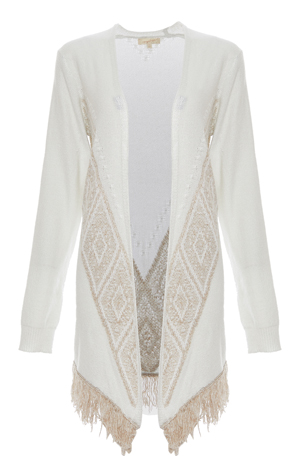 Mystree Open Front Fringe Hem Cardigan