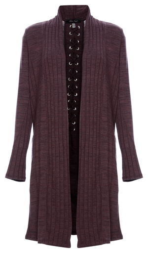 Laced Back Side Slits Cardigan