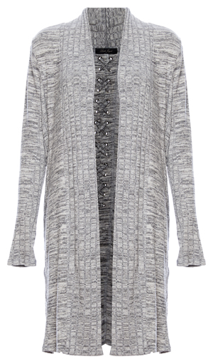 Laced Back Side Slits Cardigan