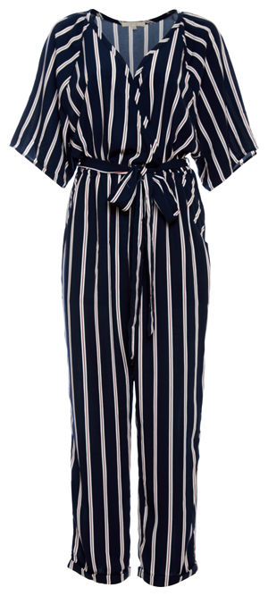 Striped Surplice 3/4 Sleeve Jumpsuit