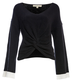 Front Knot Contrast Cuffs Sweater