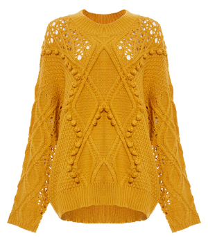 Cable Knit Pompom Sweater