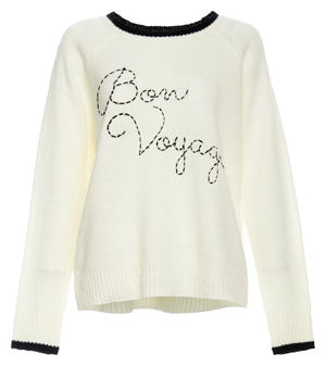 Contrast Hem 'Bon Voyage' Sweater
