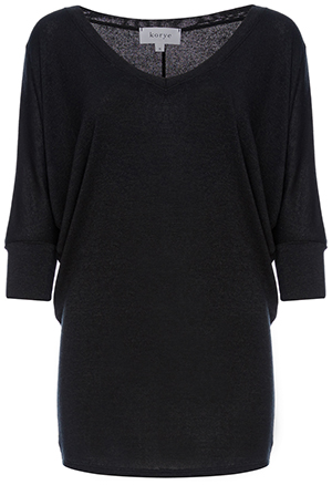Nadia Quarter Sleeve Dolman V-Neck Hacci Top