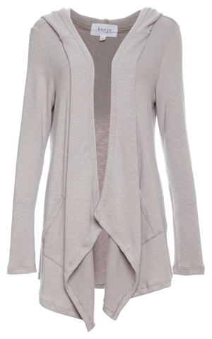 Draped Hooded Cardigan w/ Pockets