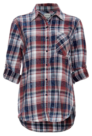 Sneak Peek Button Up Single Pocket Plaid Shirt