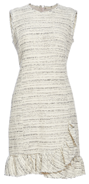 Rebecca Taylor Sleeveless Tweed Ruffle Dress