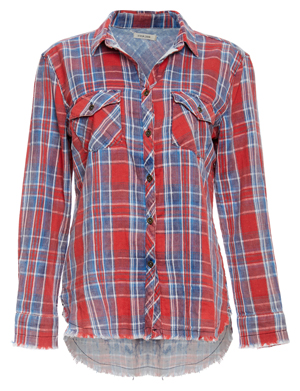 Sneak Peek Raw Hem Button Up Plaid Shirt