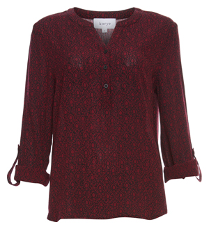Split Neck Printed Crinkle Top