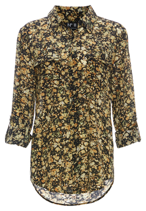 100% Silk Floral Long Sleeve Button Up Top