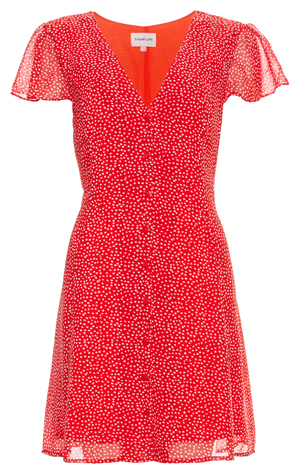 Buttoned Front Polka Dot Dress