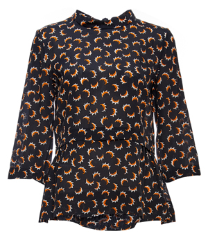 Marni Mock Neck 3/4 Sleeve Printed Top