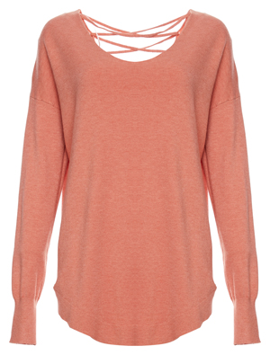 Lace Up Back V-Neck Sweater