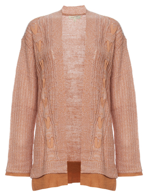 Mystree Open Front Contrast Hem Cardigan