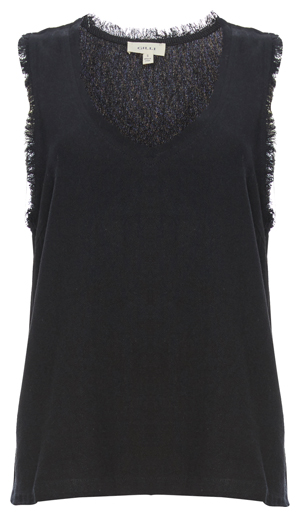 V-Neck Sleeveless Frayed Top