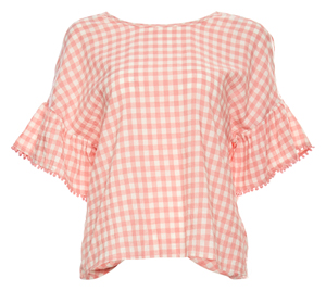 Back Knot Checkered Top