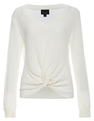 V-Neck Front Knot Long Sleeve