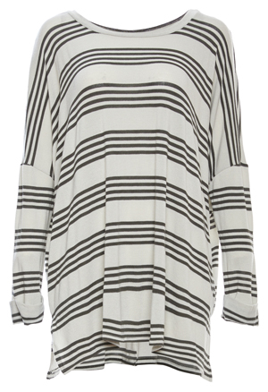 Oversized Round Neck Striped Dolman Top