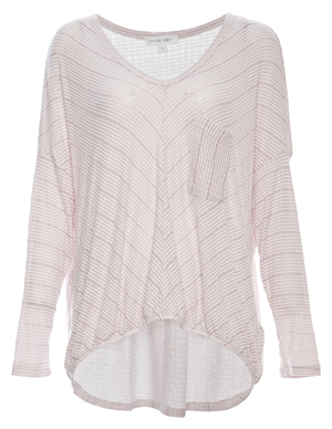 V-Neck Striped Long Sleeve Top
