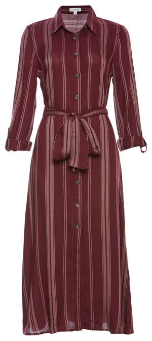 Pinstripe Tie Waist Shirtdress