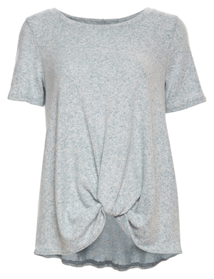 Front Knot Short Sleeve Knit Top