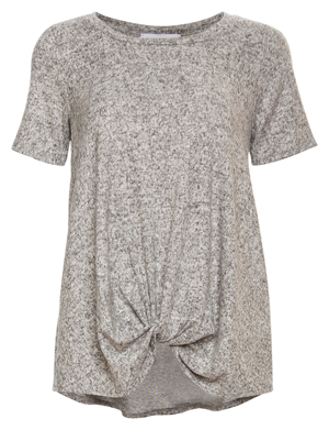 Front Knot Short Sleeve Knit Top