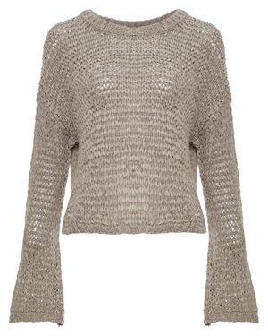 Crew Neck Flared Sleeves Lightweight Sweater