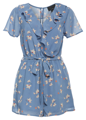 Surplice Ruffled Printed Romper