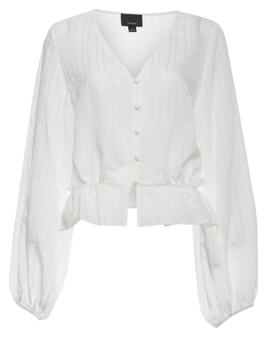 Buttoned Front Blouson Sleeves Top