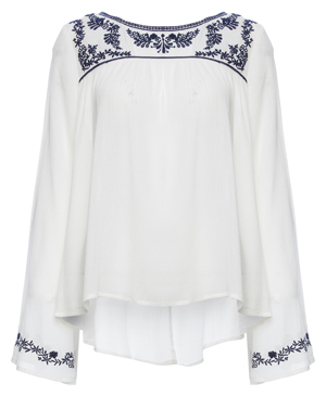Flare Sleeve Embroidered Blouse