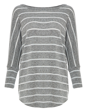 3/4 Striped Dolman Sleeve Knit Top