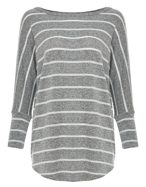 3/4 Striped Dolman Sleeve Knit Top