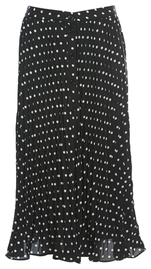 Polka Dot Button Down Midi Skirt