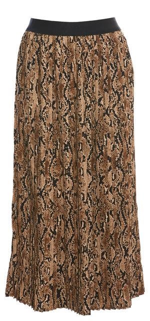 Pleated Snake Print Skirt