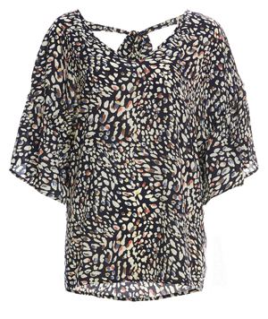 V-Neck Tie Back Printed Top
