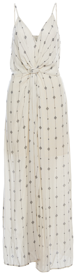 Printed Gathered Front Sleeveless Dress