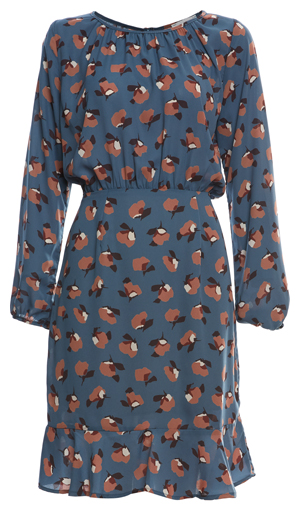 Long Sleeve Print Dress with Ruffle Hem