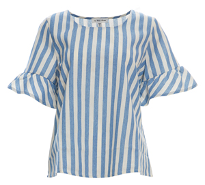 Stripe Blouse with Ruffle Sleeves