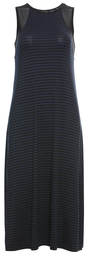 Sleeveless Striped Dress with Mesh Detail