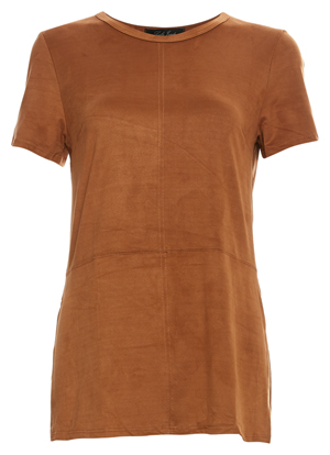 Faux Suede Tee with Side Slits