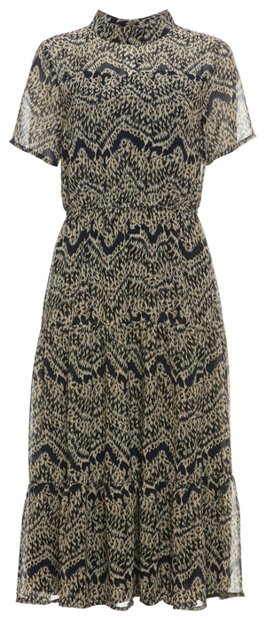 Short Sleeve High Neck Printed Dress