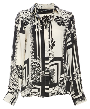 Long Sleeve Scarf Print Shirt