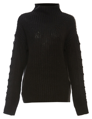 Funnel-neck Textured Sweater