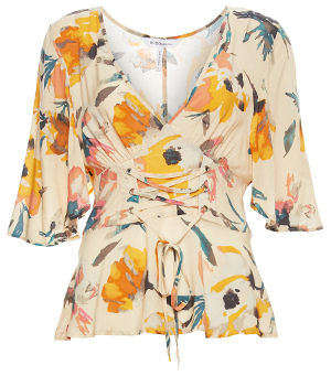 BCBGeneration Corset Front Short Sleeve Woven Top