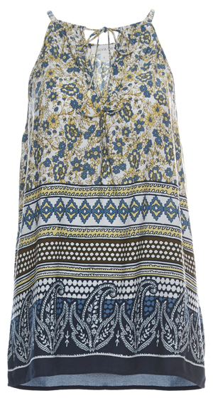 Neck Tie Sleeveless Printed Top