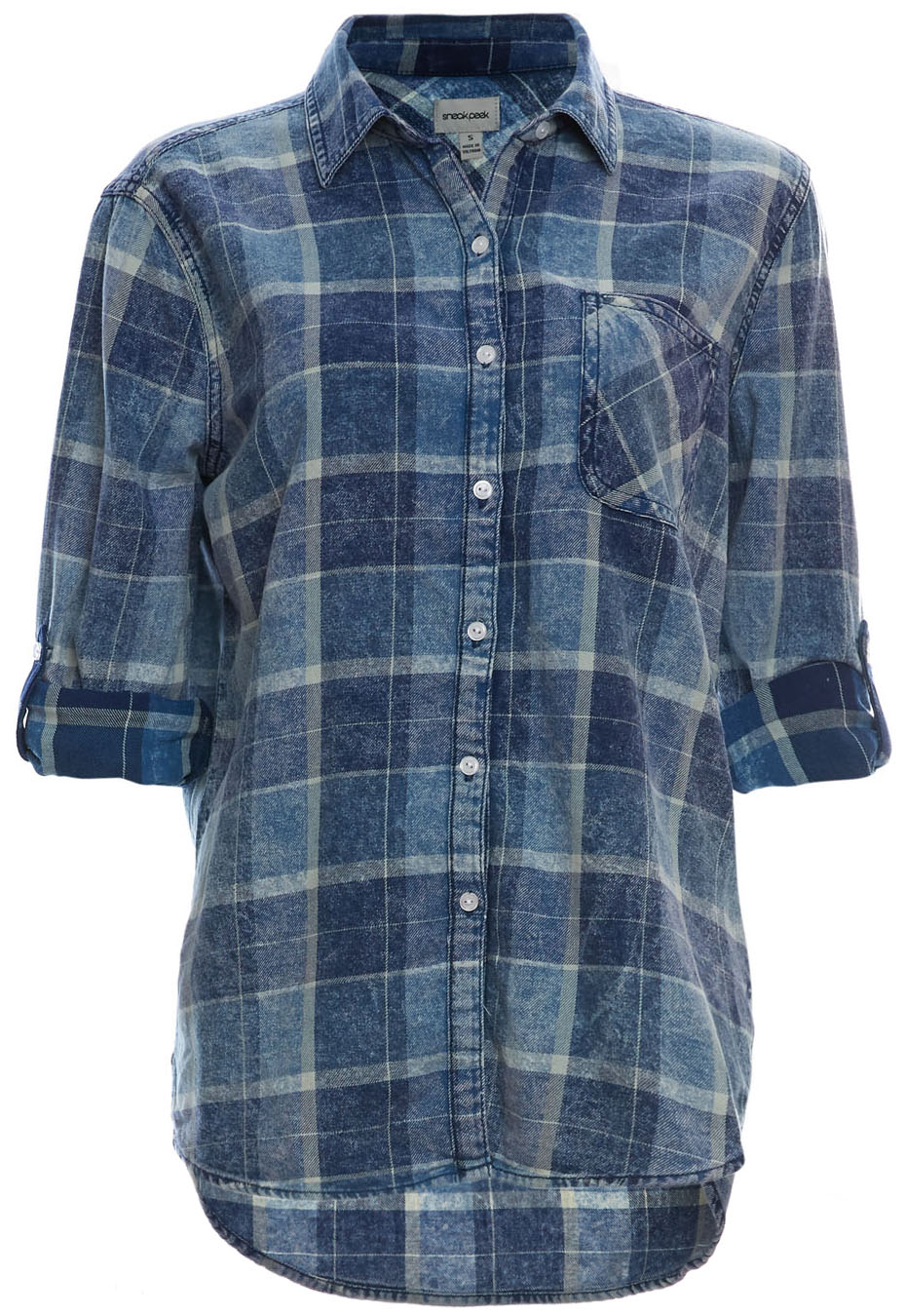 Vintage Wash Button Up Plaid Top