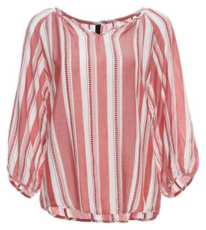 Lisa Split Neck 3/4 Sleeve Striped Top